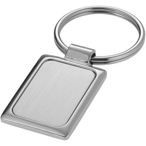 Silverfärgad metallnyckelring med tryckyta