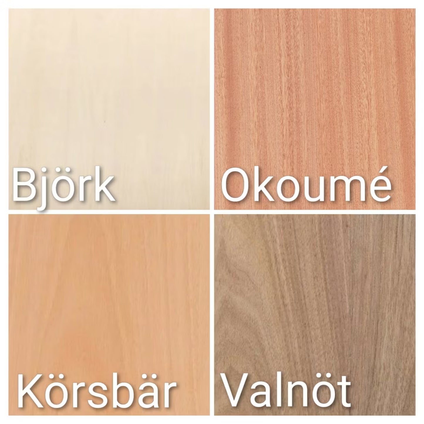 Träslag för Ljuslykta Ljus – björk, okoumé, körsbär och valnöt